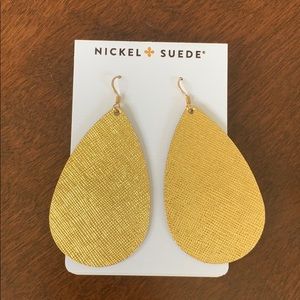 *SOLD* Nickel and Suede Gold Leaf Leather Earrings